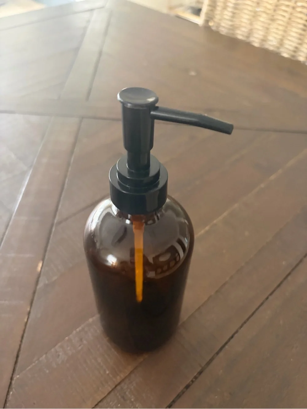 glass amber soap pump dispenser 420ml new
